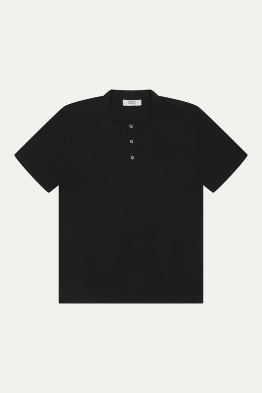 Black Square Neck Henley T-shirt