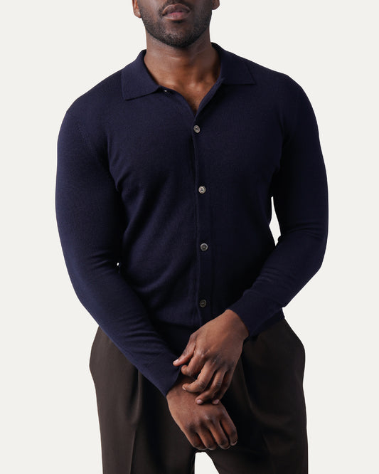 Navy Merino Knit Cardigan