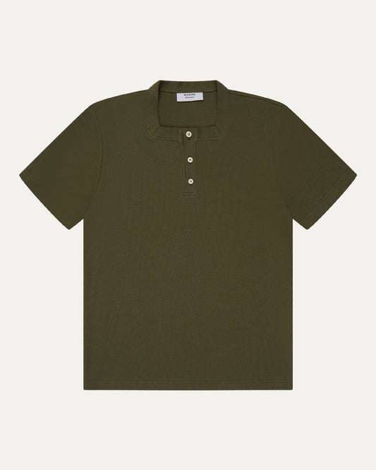 Olive Square Neck Henley T-shirt