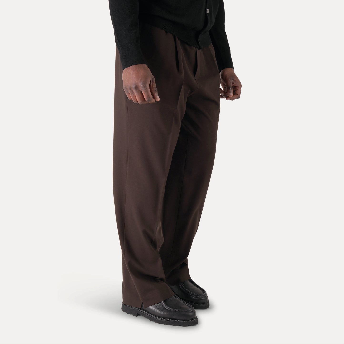 Brown Pleated Wool Trousers