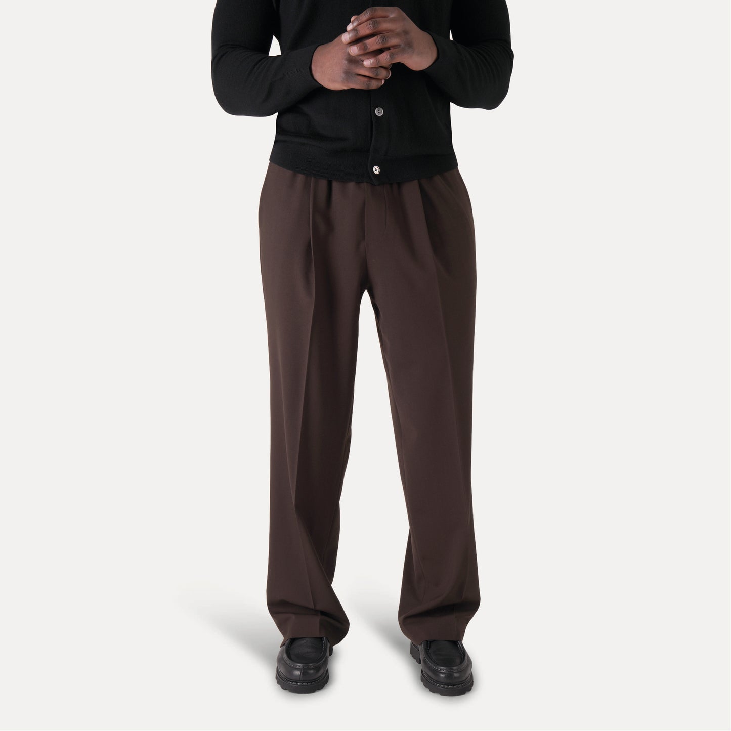 Brown Pleated Wool Trousers