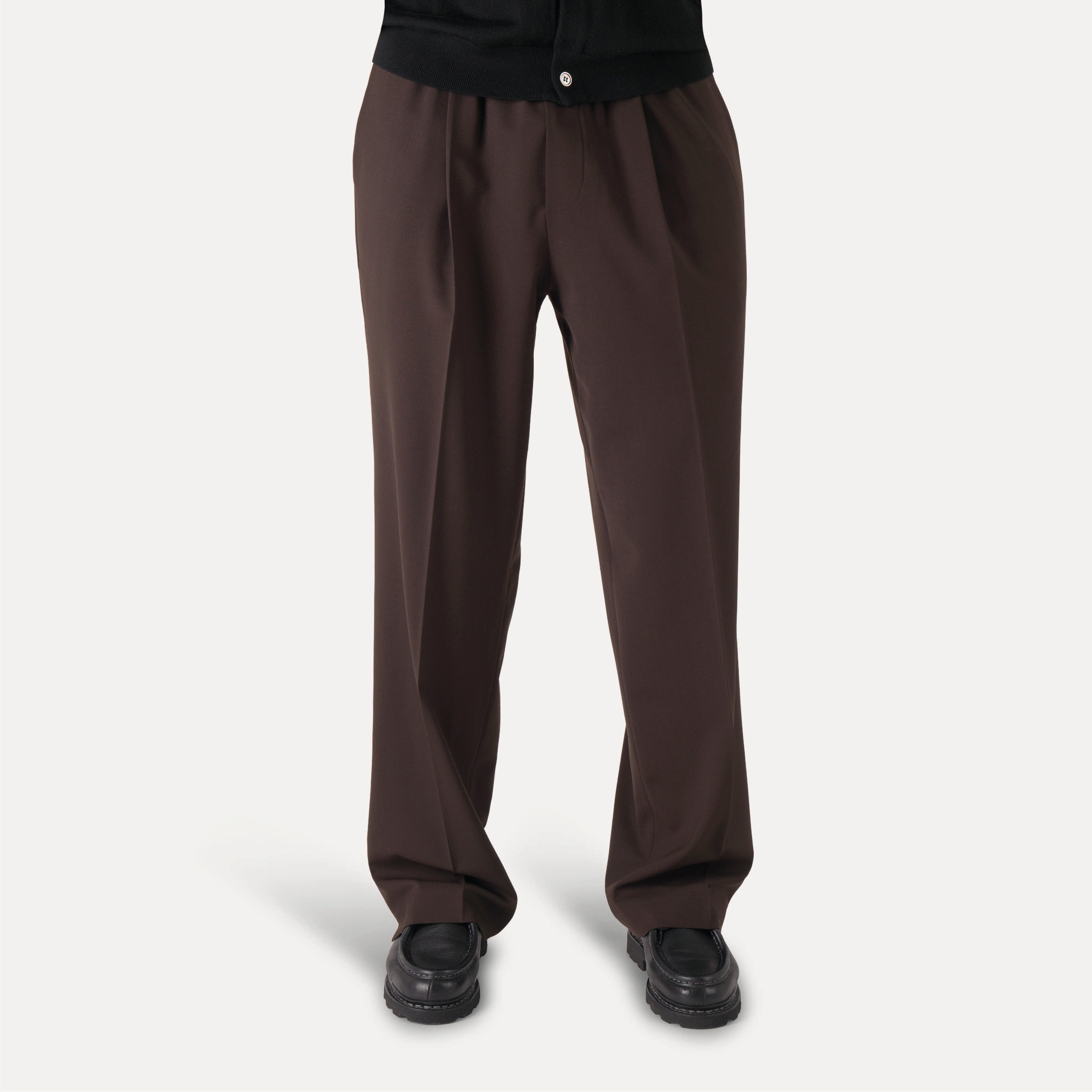 Brown Pleated Wool Trousers – M I R R O R D